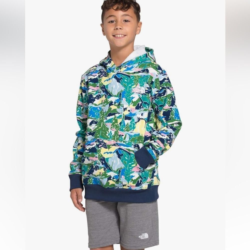 The North Face Youth Medium Jaiden Green Valley Allover Print Pullover Hoodie